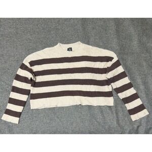 FCT WITH LOVE Womens XL Sweater Striped Distressed Cropped J4M2539S